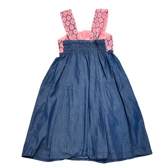 Penelope Mack Girls Sundress • Sz 4 • Denim Blue Skirt & Pink Lace Top • Holiday - Picture 3 of 5